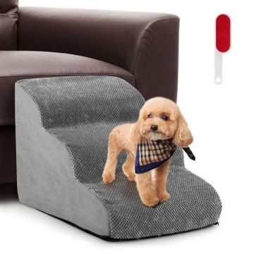Dog Ramp, 3 Steps, Grey/Brown, 58 × 42 × 40 cm