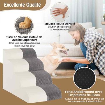Dog Ramp, 4 Steps, Gray, 72 × 41 × 51 cm