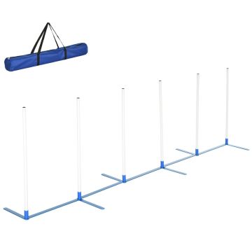 Koirien slalommonivartiset kepit PawHut 305x60x94cm, valkoinen/sininen