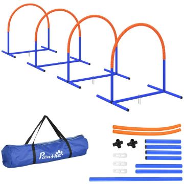 Koirien koulutussetti 4 osaa PawHut 88x64x95cm, sininen/oranssi