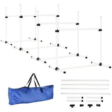 Koirien koulutussetti 4-osainen PawHut 99x65x94cm, valkoinen/musta väri