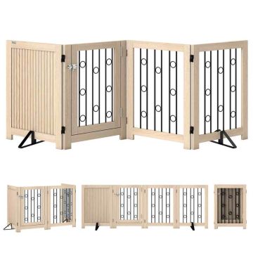 Koiraportti, 4 paneelia ovella, Tammi/musta, 205 × 30,5 × 70 cm