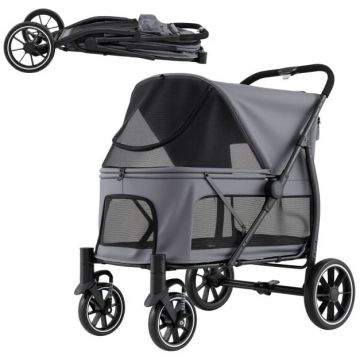 Dog Stroller, 40 kg, Gray, 96 × 71 × 102.5 cm