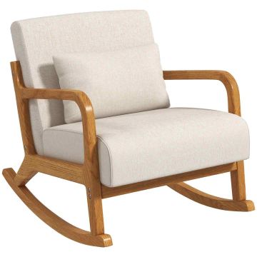 Keinuva tuoli Homcom 64,5x92x81,5cm, kerma/vaaleanruskea