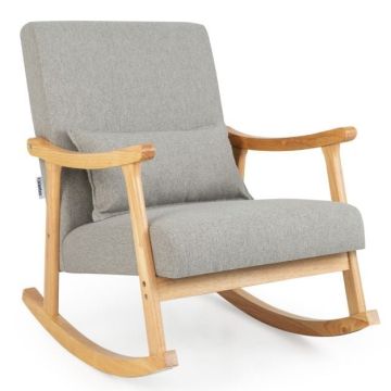 Rocking armchair, With lumbar cushion, Gray, 78.74 × 82.55 × 66.04 cm