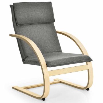 Keinutuoli, tyynyllä, Beige/harmaa, 66,5 × 82 × 95,5 cm