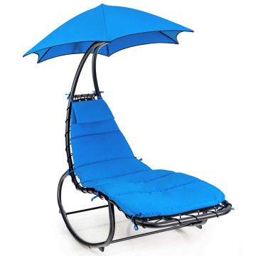 Outdoor swing chair-hammock, with canopy and cushion, 184 × 147 × 187 cm