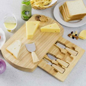 Cheese Board and Tool Set, 5-Piece, 13.8 × 7.8 × 1.6 inches