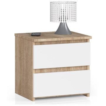 Yöpöytä NORE CL2 40 cm, valkoinen/tammen värinen