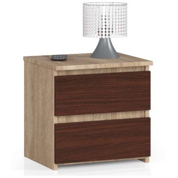 Yöpöytä NORE CL2 40 cm, tummanruskea/tammi