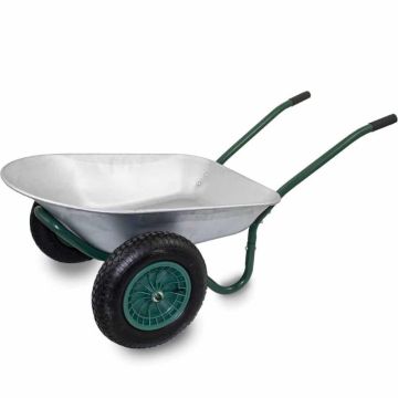 Puutarhakottikärryt 100 litran tilavuudella, jopa 150 kg, hopea