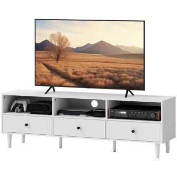 TV-taso, 3 avoimella lokerolla ja 3 laatikolla, 140 × 34 × 45 cm