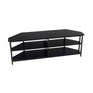 TV stand, corner, 4 open compartments, Black, 140 × 39 × 48 cm