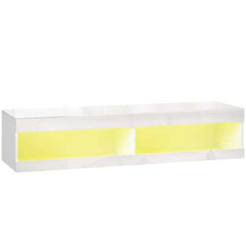 Televizoriaus staliukas su RGB LED apšvietimu, 140x40x30 cm, blizgi balta