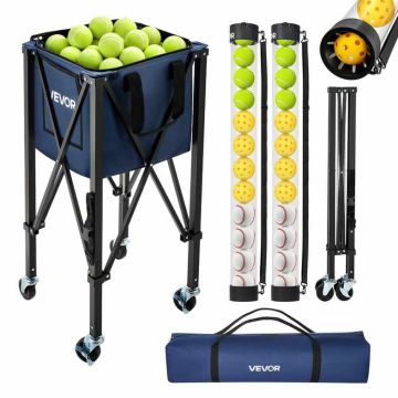 Tennis- ja pickleball-pallokori VEVOR JQ-LV150S, 2-in-1, 150 tennispalloa tai 260 pickleball-palloa, Musta, 95,5 × 23,5 × 26,5 cm