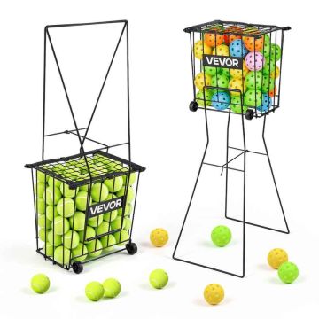 Tennispallikärry VEVOR JQ-T075A, 75 tennispallolle, Musta, 74 × 35,5 × 8,5 cm