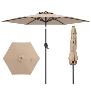 Terrace umbrella 230×230 cm with tilt mechanism, light brown, 6 ribs