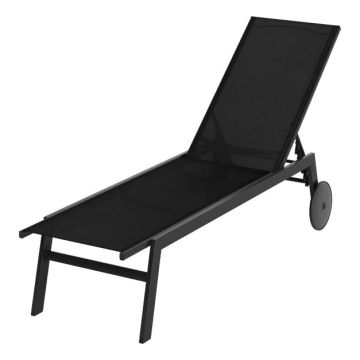 Terrace lounger, Black, 190–150.5 × 59 × 33.5–99 cm