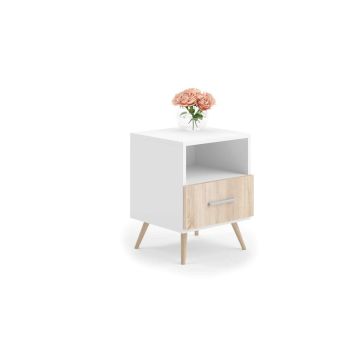 Yöpöytä Logan 53x37x40, valkoinen/beige