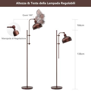 Lattiavalaisin, E27, Pronssi, 28 × 43 × 138–166 cm