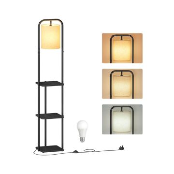 VASAGLE Floor Lamp, 3 shelves, Black, 31.8 × 160.5 × 29.9 cm