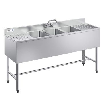 Kolmialtainen allas VEVOR JC-BAR-3B60-LR-320, 2 laskutilaa, 1524 × 470 × 838 mm