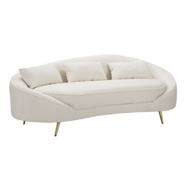 Three-seater sofa Oslo, 3-seater with 3 cushions, Beige/gold, 185 × 68 × 84 cm