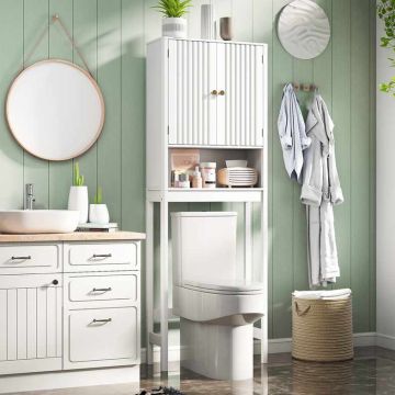Toilet cabinet, two doors, White, 60 × 168 × 23 cm