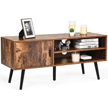 TV stand, 2 open shelves, Brown, 110 × 50 × 40 cm