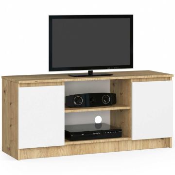 TV-taso AkordV2, 2 ovea, valkoinen/ruskea, 120 × 55 × 40 cm