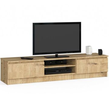 TV-taso CLP, 2 ovea, 4 hyllyä, tamminen, 160 × 33 × 40 cm