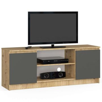 TV-taso RTV K140, 2 ovea, ruskea/harmaa, 140 × 55 × 40 cm