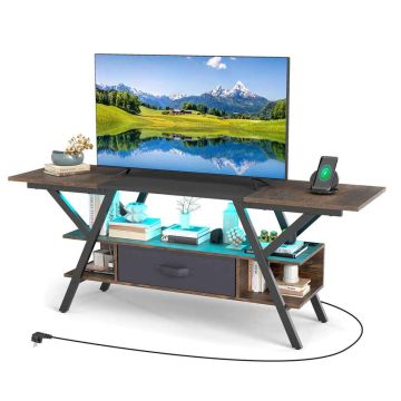 TV stand, For TVs up to 65 inches, Brown/black, 140 × 54 × 40 cm