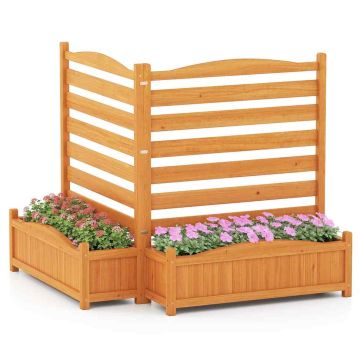 Fence with planter boxes, 2 panels, Yellow, 110 × 101 × 113 cm