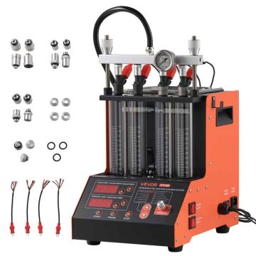 Ultraäänipuhdistin polttoainesuuttimille VEVOR VT130, 4 sylinteriä, 9 tilaa, 345 × 265 × 335 mm