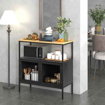 Universal buffet cabinet, metal, natural + black, 80x35x90 cm, 18.5 kg