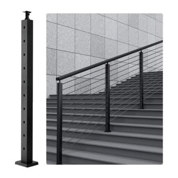 Опорная стойка для троса, 36x2x2 дюйма, черная, для лестницы.