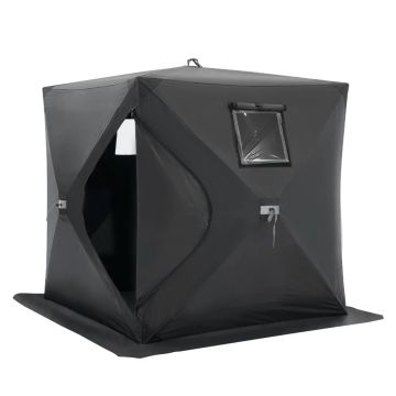 Переносная палатка для подледной рыбалки, на 1-2 человека, 60x60 дюймов, черная.