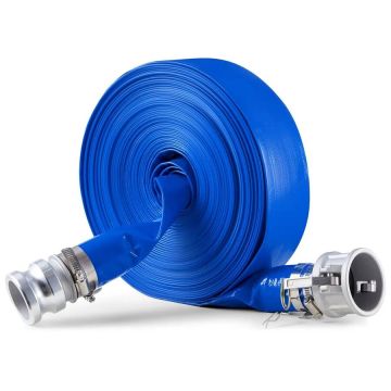 PVC-vastavirtausletku 51 mm x 30,5 m, sininen, alumiinisilla Camlock-liittimillä