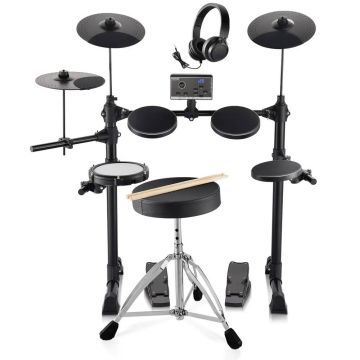 Sähkörumpusetti, 15 rumpua, USB MIDI, 6,5" hiljainen rumpu ja 10" symbaalit