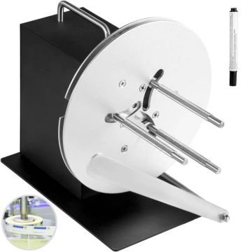 Etikettien kelauskone, leveys 120 mm, halkaisija 220 mm, synkronoitu