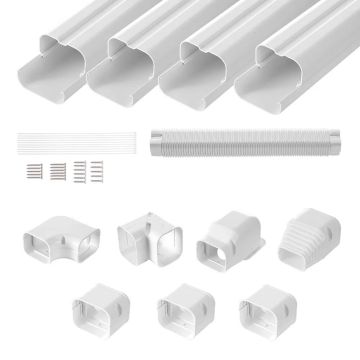 Koristeellinen valkoinen PVC-putkisuojus, 76,2x4830 mm, lämpöpumpuille