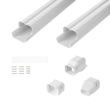 Minikokoinen halkaistu PVC-kansi, 76,2 mm x 2270 mm, valkoinen, koristeellinen