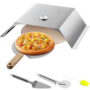 Pizzauunisetti, ruostumatonta terästä, grilli, 22 tuuman pizzakivi, 13 tuumaa, 10x11,8 tuuman uunipelti