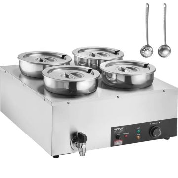 Sähköinen keittolämmitin, 4 x 7,4 l ruostumattomasta teräksestä valmistettua kattilaa, 1500 W, säädettävä lämpötila
