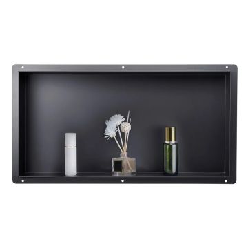 Musta kehyksetön ruostumattomasta teräksestä valmistettu suihkukaappi 33x63,5x10,2 cm