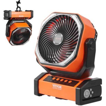 Kannettava ladattava tuuletin LED-valolla, USB, 4 nopeutta, ajastin, 228,6 mm