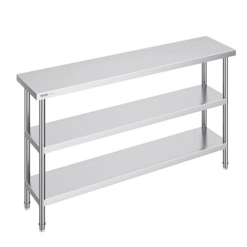 Коммерческий стол для приготовления пищи из нержавеющей стали, 35,6 x 152,4 см.