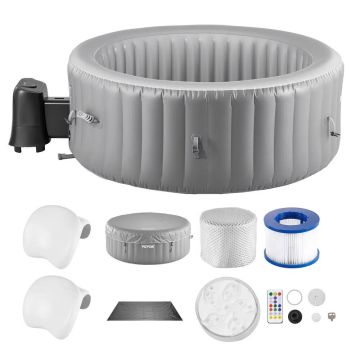 Ilmatäytteinen ulkoporeamme SPA LED-valoilla, 4-6 istuinta, harmaa