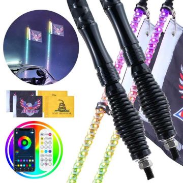 Светодиодные RGB-фары 1,2 м с пружинным основанием, водонепроницаемые, для UTV/ATV/мотоциклов.